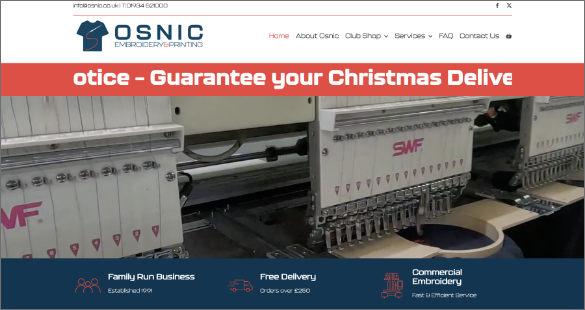 Web Design for Osnic Embroidery - Site By TwistedWeb